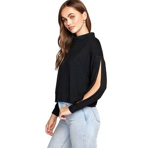 NWT Chaser Diamond Jersey Boxy Split Sleeve Top Md